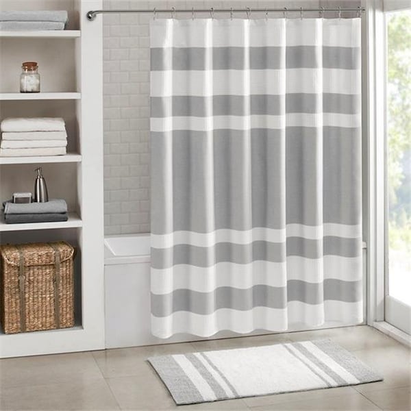 Madison Park MP70-4981 54 x 78 in. Spa Waffle Shower Curtain with 3M Treatment - Grey MP70-4981 - main
